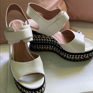 Caslon White and Black Espadrille Platform Shoes